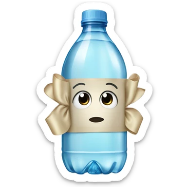 Bottle of water with a bow sticker