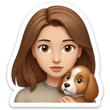 mulher morena clara de cabelos castanhos escuros, tamanho medio, olhos castanhos, que gosta de animas sticker