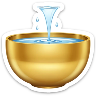 shiny gold bowl, top up inside view, full of water sticker