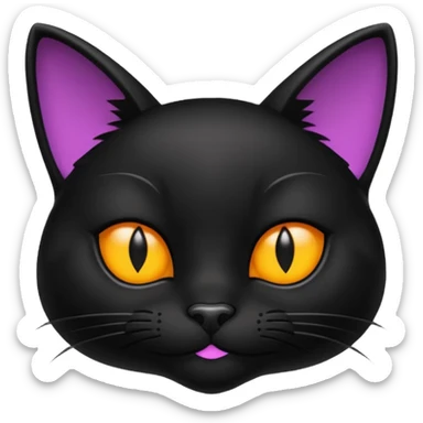 black cat head with a sly smirk, high contrast, playful expression, Twitch emote style sticker