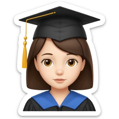 brunette child with graduation cap sticker