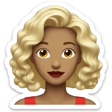 blonde woman with wavy hair wearing red lipstick sticker