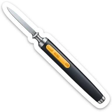 A highly detailed, realistic surgical scalpel with a polished stainless steel blade and a textured grip.

 sticker