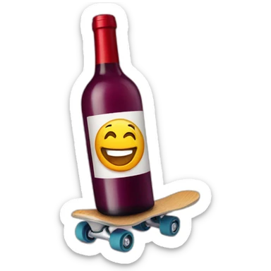 Wine bottle on roller skater sticker