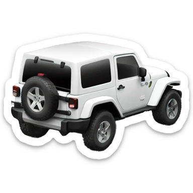 White Jeep Wrangler Rubicon with roof off sticker