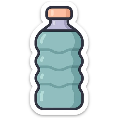 water bottle with embossed surface, icon-color-outlined style, Chinese eastern style, thin clean contours, soft rounded shapes, pastel palette #98B5BC, #B5B3C1, #C9A3C9, #E4C0CA, #F7DCD1, #F7C0AA, detailed shadows and highlights, soft lighting, transparent background, no decoration sticker