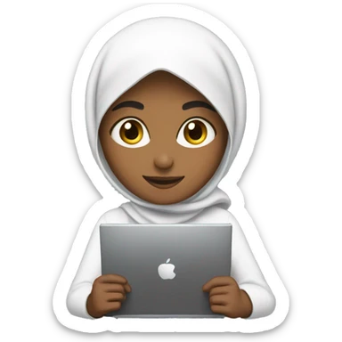 A Muslim girl with computer  sticker