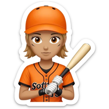Softball player orange and black kit sticker