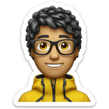 Un garçon blanc à das lunettes de ski il a cheveux noirs sticker