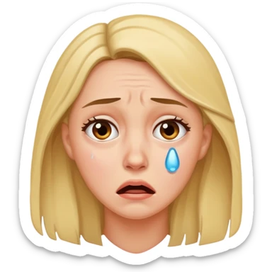 A realistic waist-up portrait of a frightened woman sticker