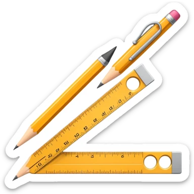 Ruler and protractor beside pencil sticker