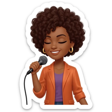 Gonemili Grace chante avec un micro en main sticker