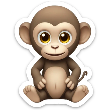 Light brown body, light blue eyes, baby monkey, jellycat stuffed animal sticker