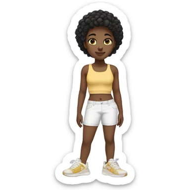 African American girl with crop top and sneakers on sticker