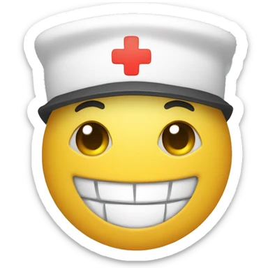 smiling face aestetich with nurse hat sticker