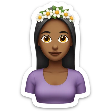 Mujer con diadema de flores sticker