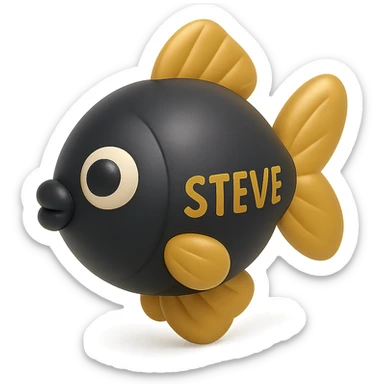a fish named Steve in balloon style, playful and colorful sticker