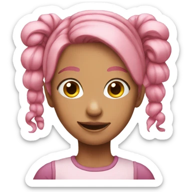 pink haired girl with pigtails  sticker