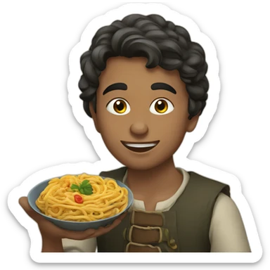 georgian (the country) boy eating a kinkali sticker