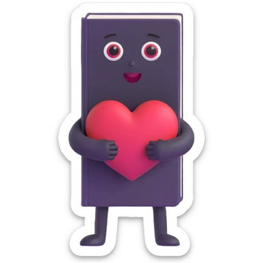 Book character with heart eyes reaching out to hug reader sticker