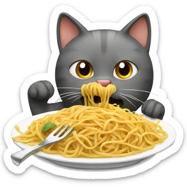 cat eating spaghetti  sticker