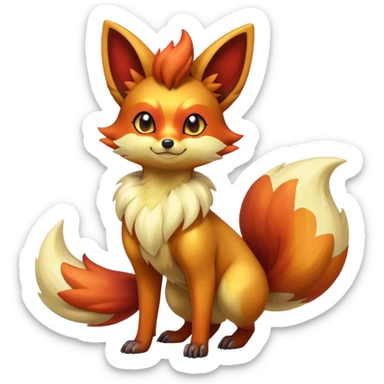Shiny Dark Fennekin-Vulpix-fusion-hybrid full body sticker