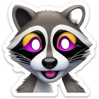 lisa frank raccoon  sticker