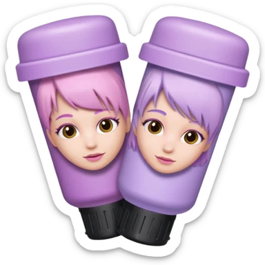 tubes of pastel pink and pastel lilac hair dye, with caps off sticker