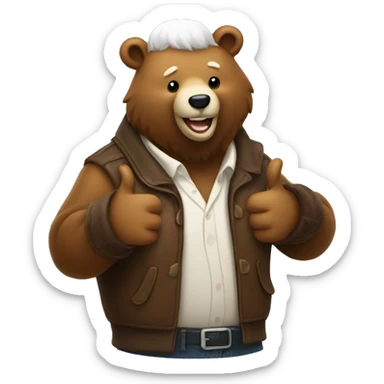 Bear with white beard giving a thumbs up  sticker