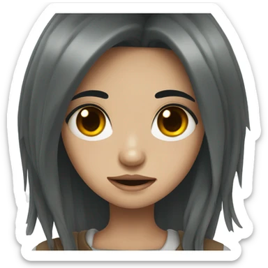 girl with black hair and brown eyes bleeding heart sticker