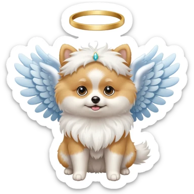 Pomeranian with angel wings and halo sticker