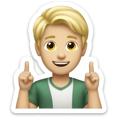 blonde haired boy raising hand sticker