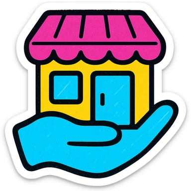 icon of a store, extremely eye catching, pop art style, high contrast, graphic look sticker