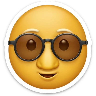 a round yellow circular emoji wearing sunglasses with a cocky face sticker