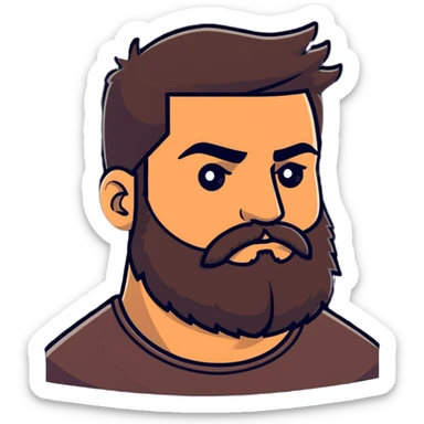 man with thick beard and distinct heavy eyebrows sticker