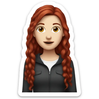 White girl with dark red hair sticker