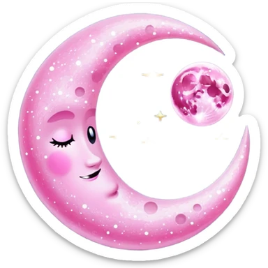 Pink sparkly moon sticker