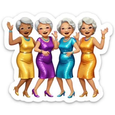 Grandmas dancing in disco party  sticker