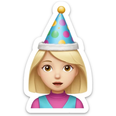 Fun blond girl, party, clumsy sticker