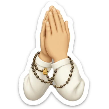 praying hands holding a rosary sticker