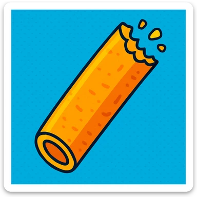 a single veggie straw with a bite taken out, vibrant colors, fun cartoon style sticker