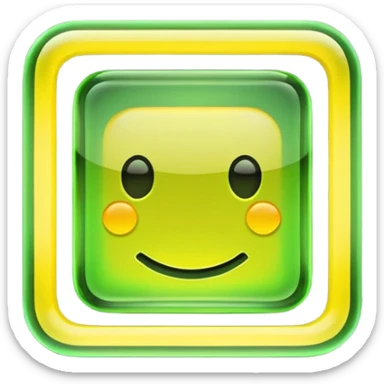 A glowing neon square in shades of yellow and green, transparent background sticker