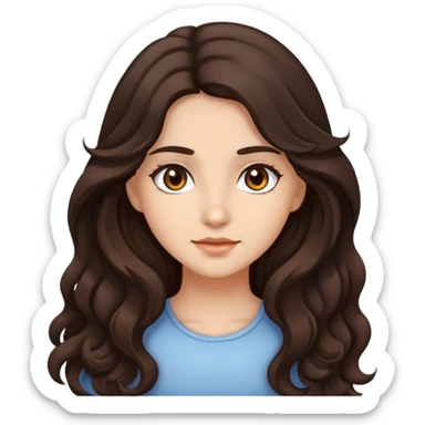 Girl with brown eyes and dark brown long wavy hair sticker
