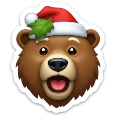 santa claus with hat as a grizzly head sticker