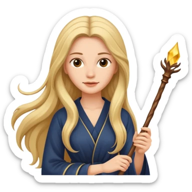 woman with long hair and a wand sticker