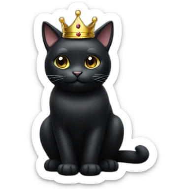 black cat with Crown sticker