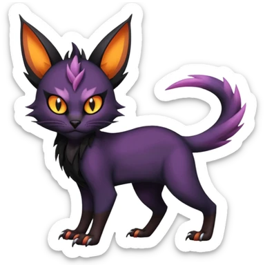Black edgy Noivern-Noibat-Purloin-Torracat-Lykoi-Caracal-cat-Fakemon-fusion-hybrid-creature sticker