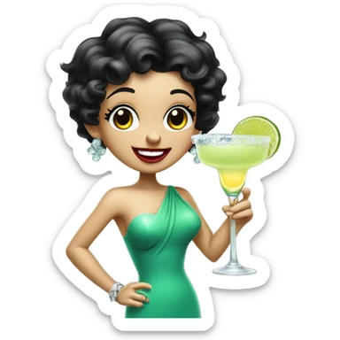 Betty boop drinking a margarita  sticker