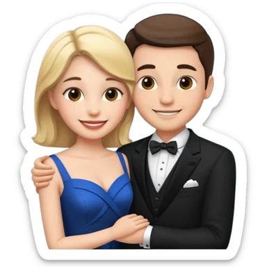 couple in formal attire kissing sticker