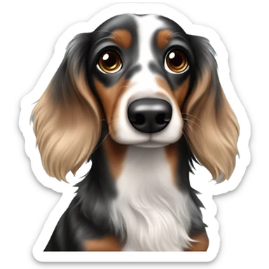 Black & brown Merle long haired Dachshund sticker